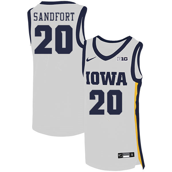 Men #20 Payton Sandfort Iowa Hawkeyes College Basketball Jerseys Sale-White